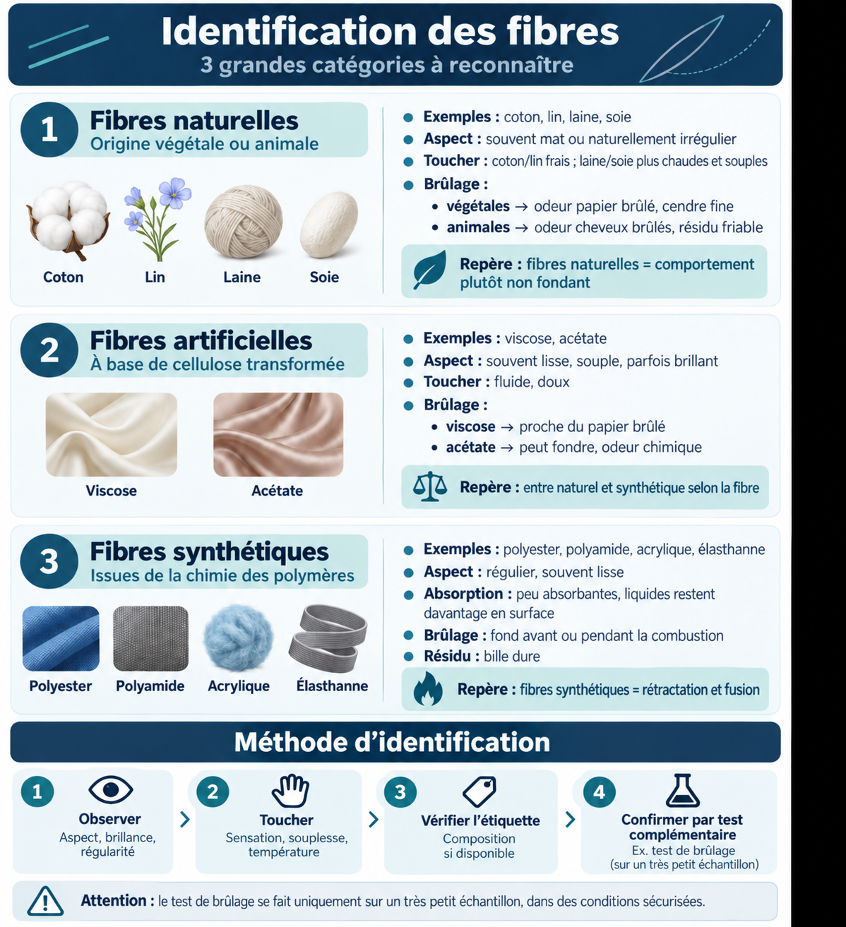 Identification des fibres naturelles, artificielles et synthétiques