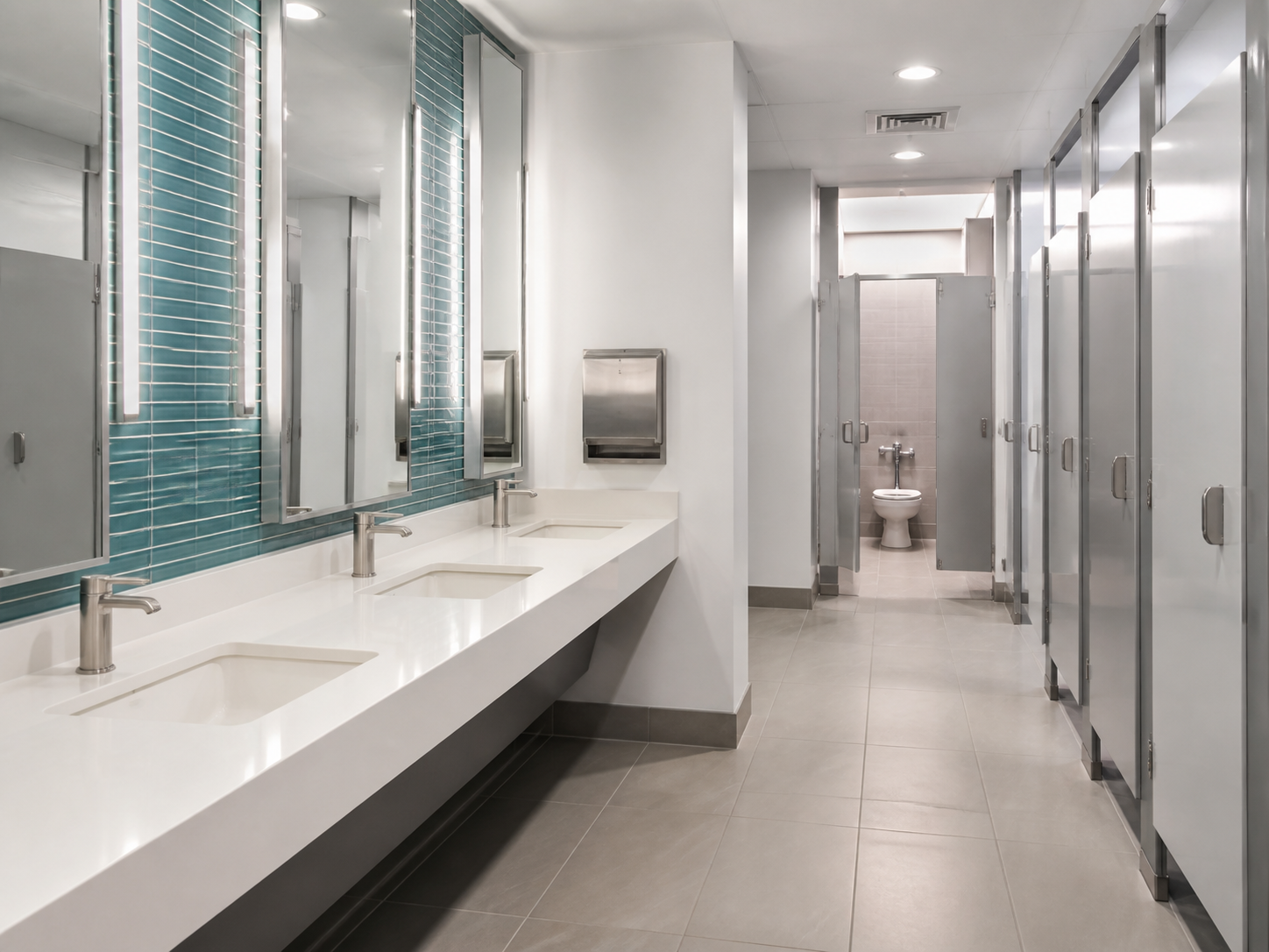 Sanitaires professionnels propres après entretien